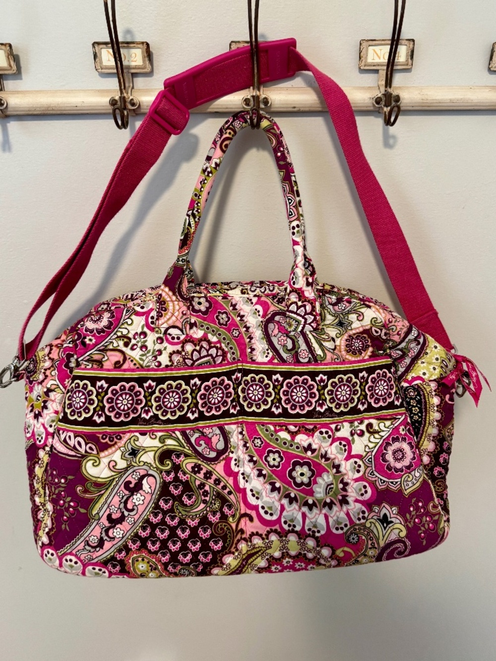 Vera Bradley Large Overnight Gym Duffel Bag in Very Berry Paisley - Retired
